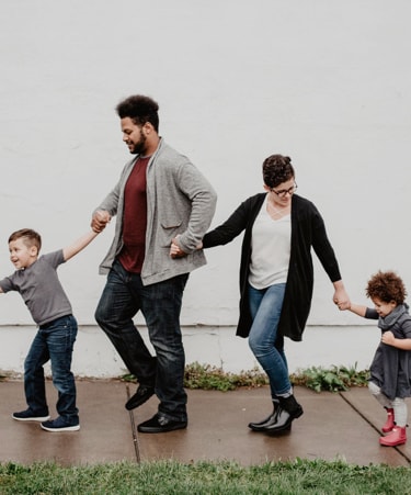 family going for a walk